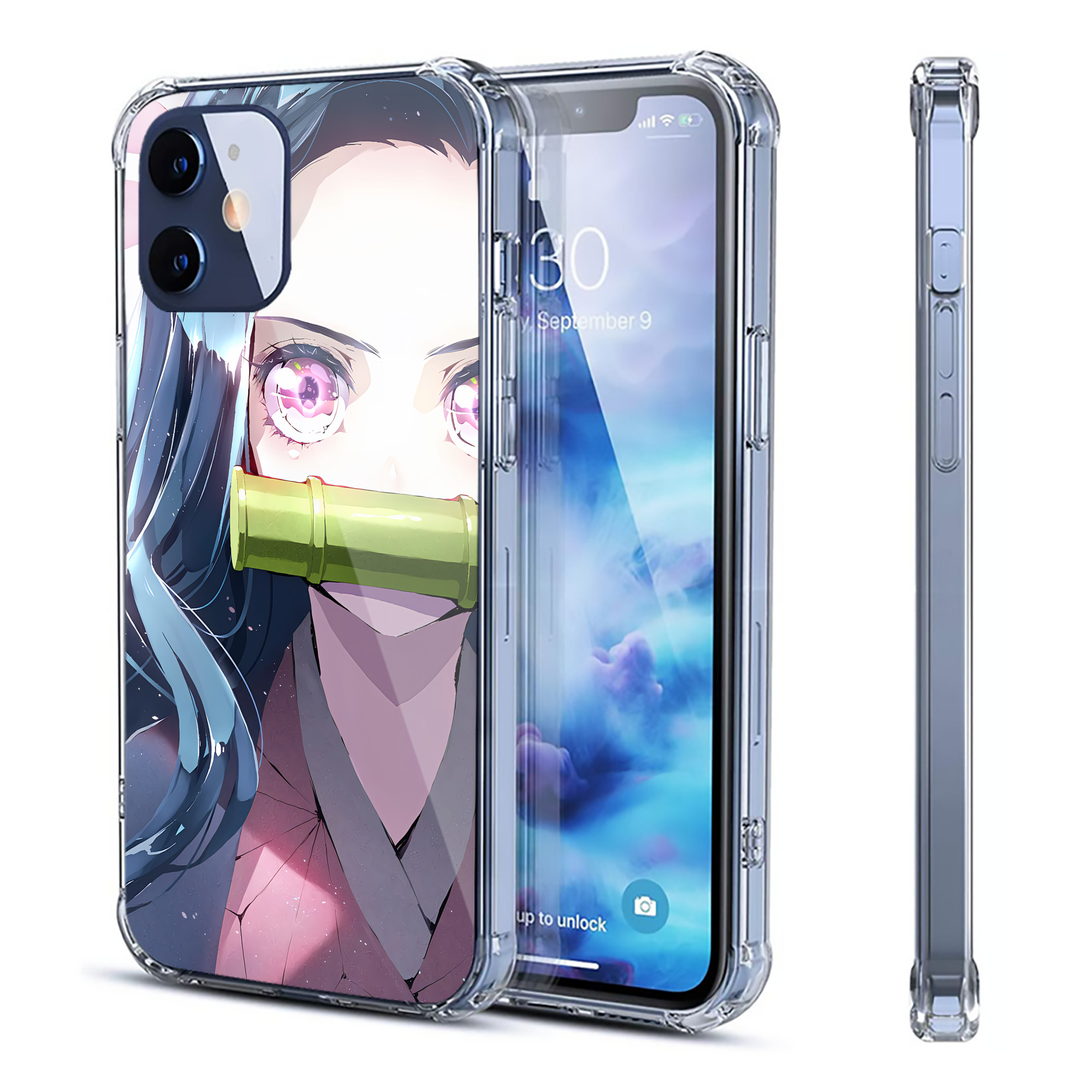 （画像用） 鬼滅の刃（きめつのやいば）竈門 禰󠄀豆子／かまど ねずこ Kamado Nezuko 【iPhone 12シリーズ対応】透明スマホケース（クリアソフトケース）